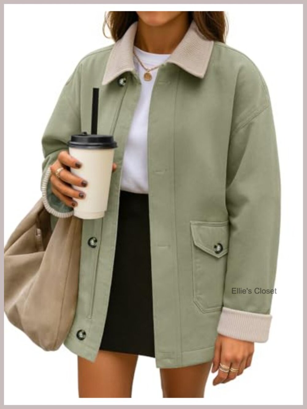Lightweight Cotton Barn Jacket Casual Loose Fit Zip Up Coat - Picture 1 of 6